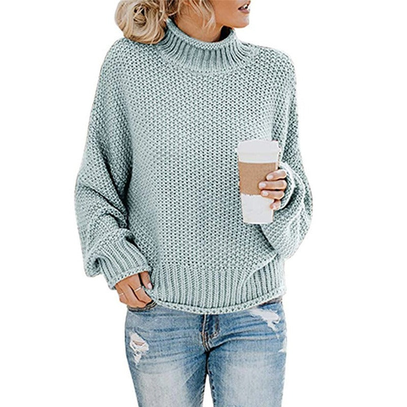 Damen Grobstrickpullover | Warmer Rollkragenpullover mit markanter Strickstruktur für Herbst und Winter
