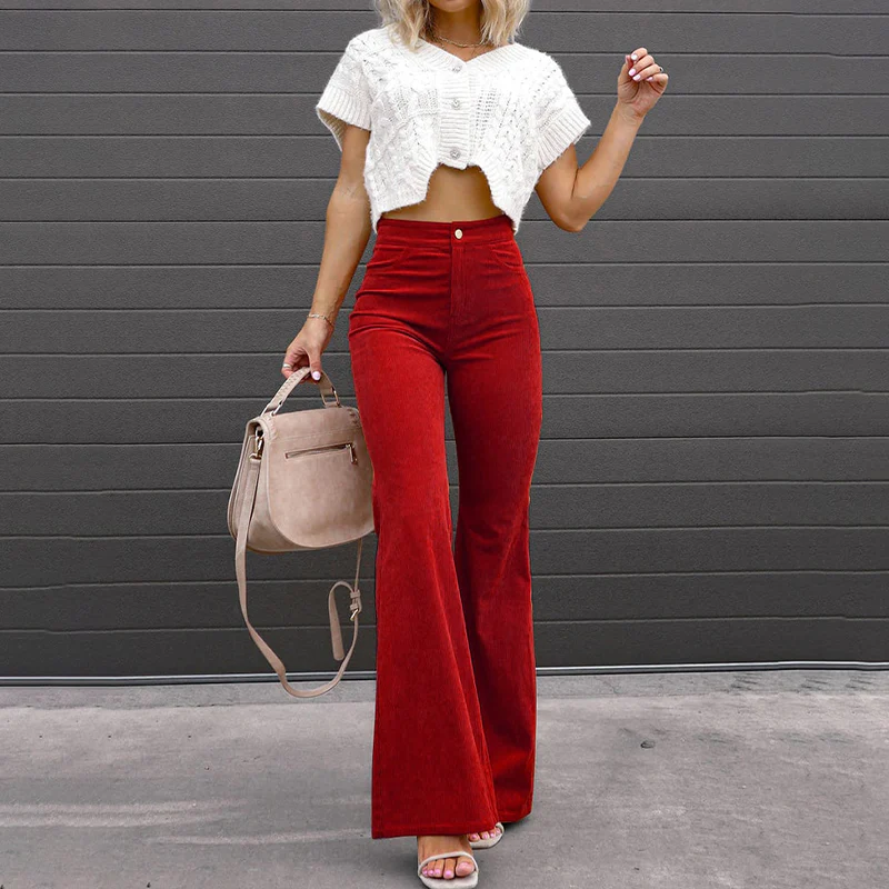 Damen Schlaghose | Hoch geschnittene Hose mit kurvenbetonender Passform und ausgestelltem Bein für elegante Looks
