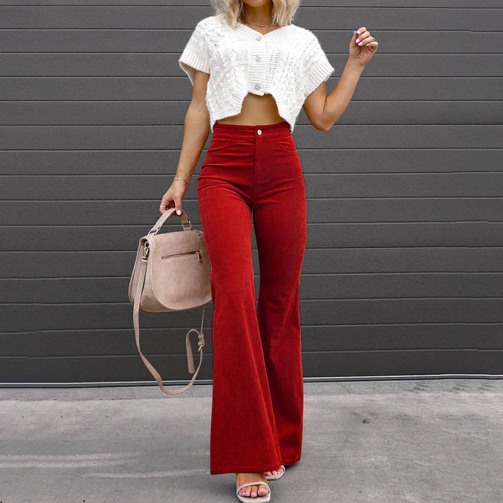 Damen Schlaghose | Hoch geschnittene Hose mit kurvenbetonender Passform und ausgestelltem Bein für elegante Looks