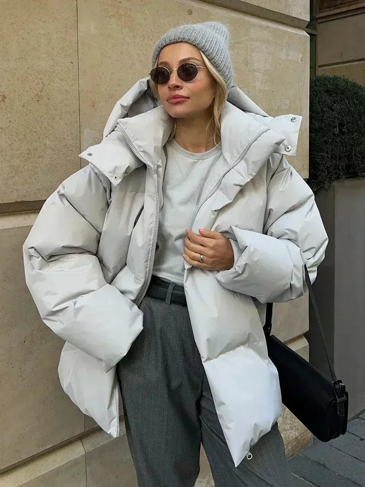 Damen Steppjacke für Herbst und Winter | Warm gefütterte Oversize Winterjacke mit langen Ärmeln und praktischen Taschen