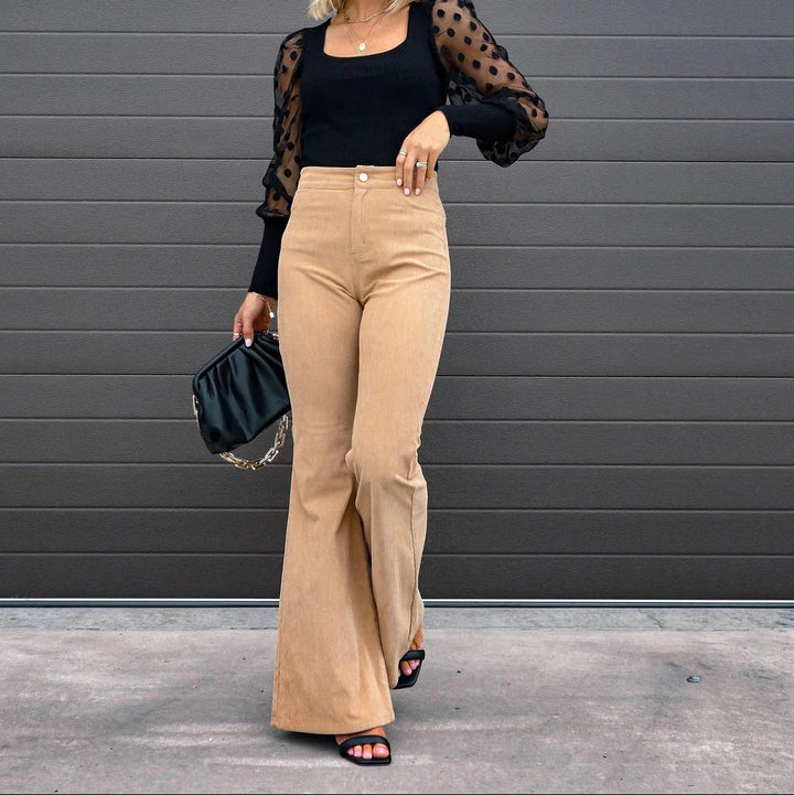 Damen Schlaghose | Hoch geschnittene Hose mit kurvenbetonender Passform und ausgestelltem Bein für elegante Looks