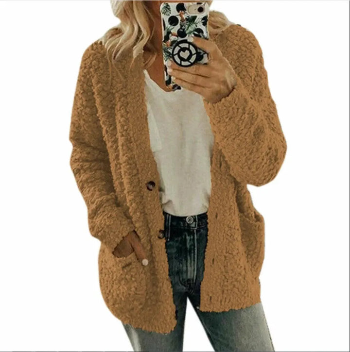 Damen Flausch-Cardigan | Weiche offene Strickjacke mit langen Ärmeln und bequemer Passform für Herbst und Winter