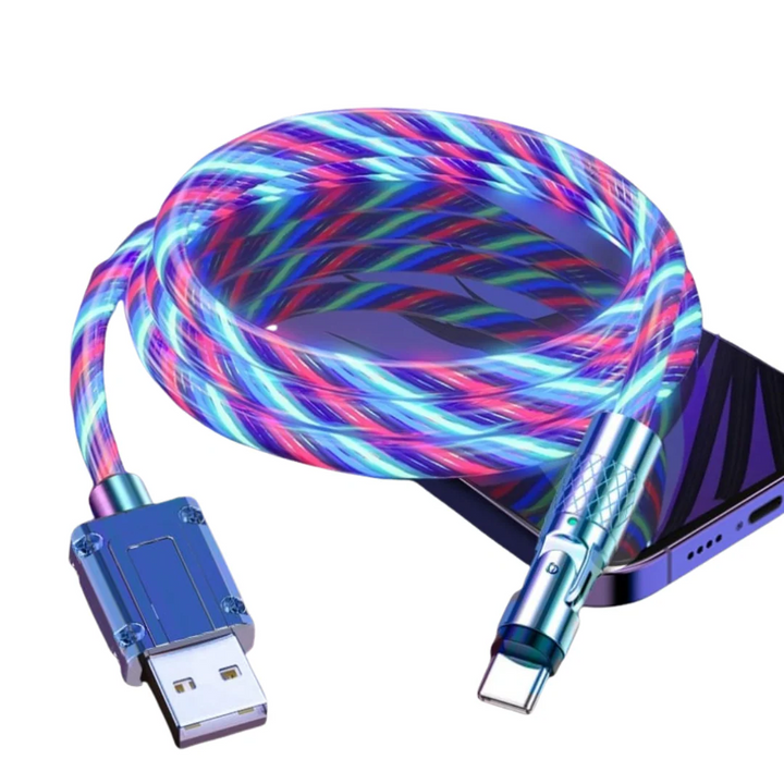 Câble de charge rapide avec effet lumineux LED | Connecteur pivotant à 540° | Câble USB avec charge rapide
