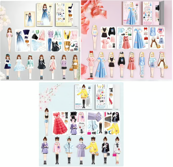 Magnetisches Anziehpuppen-Buch mit Outfits &amp; Accessoires | wiederverwendbares Mix-&amp;-Match-Set | kreatives Reisespiel für Kinder
