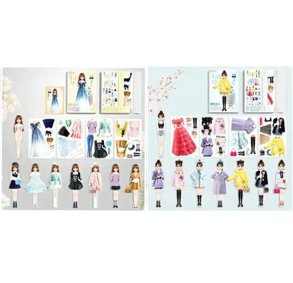Magnetisches Anziehpuppen-Buch mit Outfits &amp; Accessoires | wiederverwendbares Mix-&amp;-Match-Set | kreatives Reisespiel für Kinder