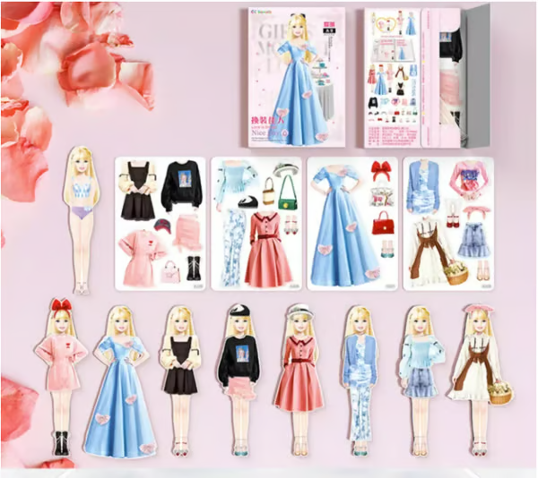 Magnetisches Anziehpuppen-Buch mit Outfits &amp; Accessoires | wiederverwendbares Mix-&amp;-Match-Set | kreatives Reisespiel für Kinder