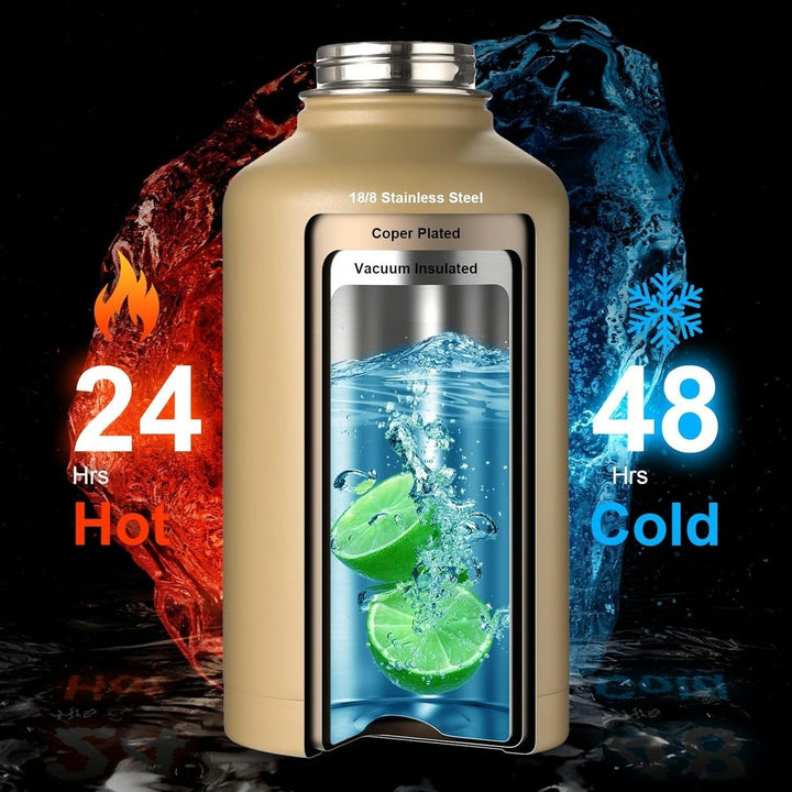 HydraCore – 64oz Isolierte Trinkflasche mit Trinkhalmdeckel