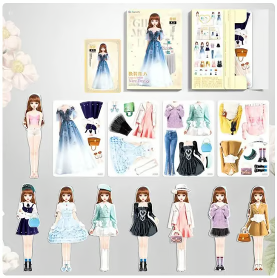Magnetisches Anziehpuppen-Buch mit Outfits &amp; Accessoires | wiederverwendbares Mix-&amp;-Match-Set | kreatives Reisespiel für Kinder