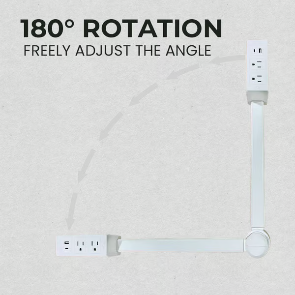 Mehrfach Ladegerät mit USB-A &amp; USB-C | Steckdosenverlängerung mit Flexarm 70 cm | Handyhalter &amp; 180° Drehbar