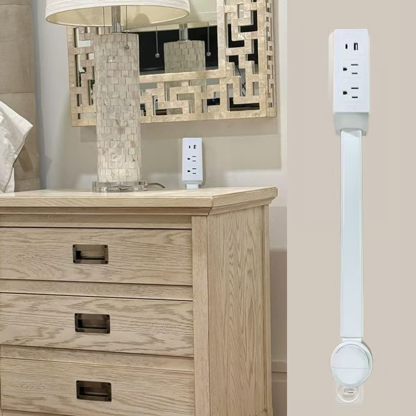 Mehrfach Ladegerät mit USB-A &amp; USB-C | Steckdosenverlängerung mit Flexarm 70 cm | Handyhalter &amp; 180° Drehbar