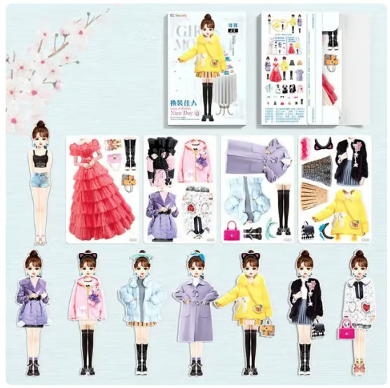 Magnetisches Anziehpuppen-Buch mit Outfits &amp; Accessoires | wiederverwendbares Mix-&amp;-Match-Set | kreatives Reisespiel für Kinder
