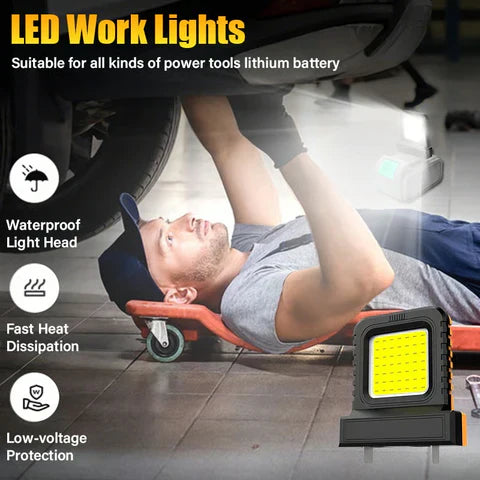 Akku-LED-Arbeitsleuchte für Außenbereiche | Ultraheller Baustrahler für Werkstatt, Garten und Reparaturen | LumiBlast