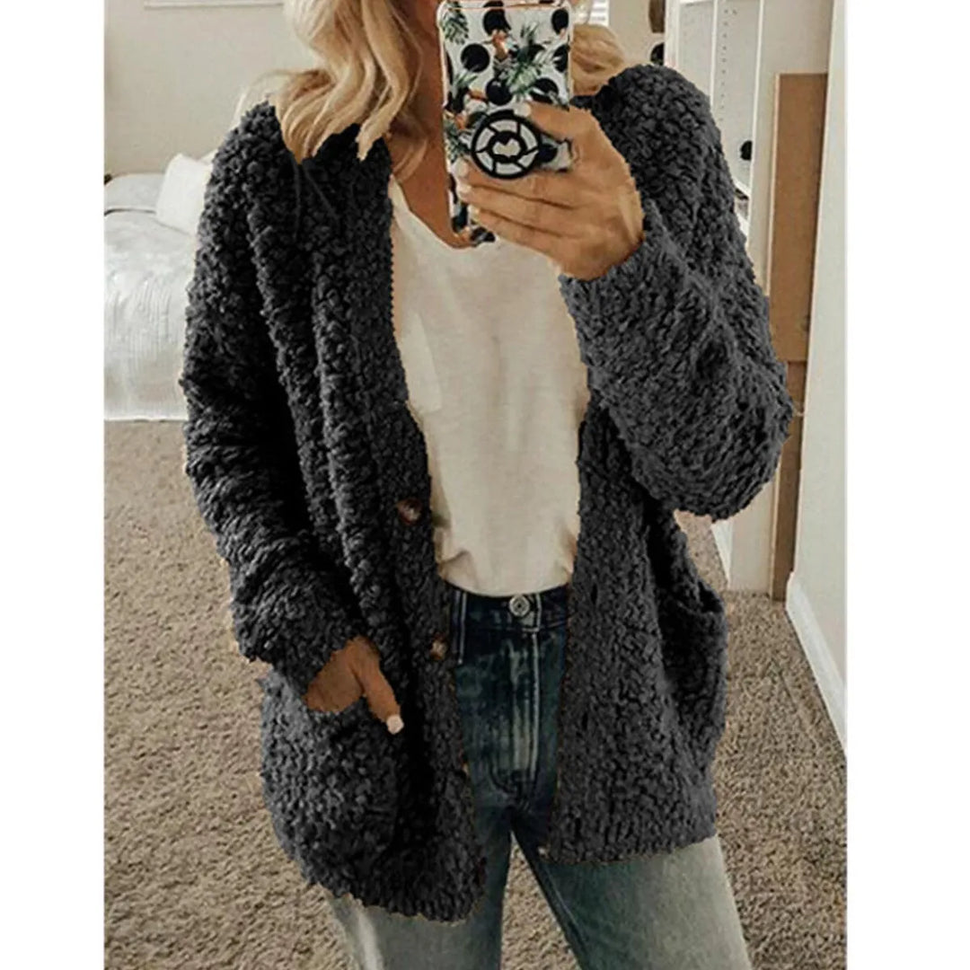 Damen Flausch-Cardigan | Weiche offene Strickjacke mit langen Ärmeln und bequemer Passform für Herbst und Winter