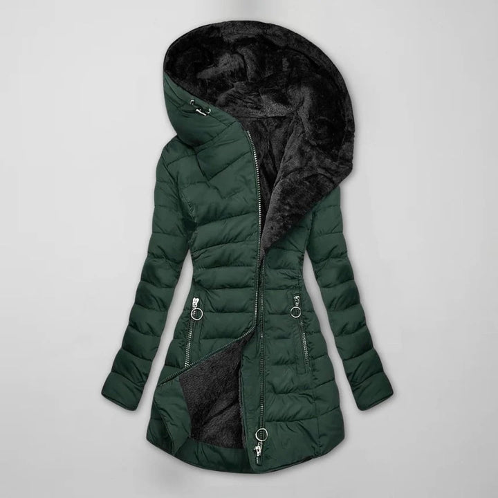 Damen Winterjacke mit Kapuze | Taillierte warme Jacke mit praktischen Taschen und bequemer Passform für Alltag und Freizeit