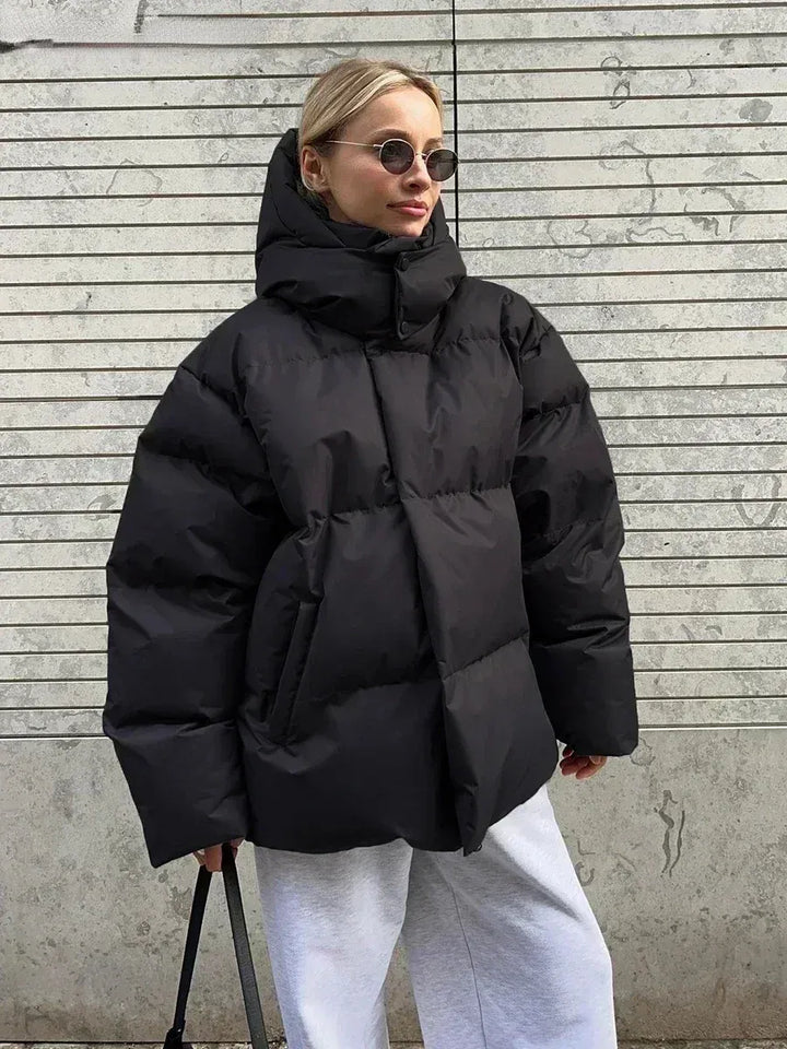 Damen Steppjacke für Herbst und Winter | Warm gefütterte Oversize Winterjacke mit langen Ärmeln und praktischen Taschen