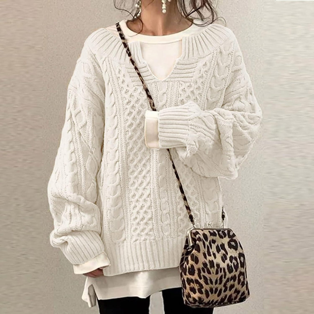 Damen Grobstrickpullover | Locker geschnittener Oversize-Pullover mit weichem Tragegefühl und elastischer Passform