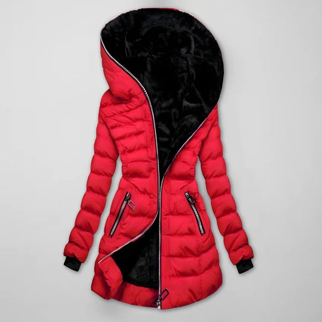 Damen Winterjacke mit Kapuze | Taillierte warme Jacke mit praktischen Taschen und bequemer Passform für Alltag und Freizeit