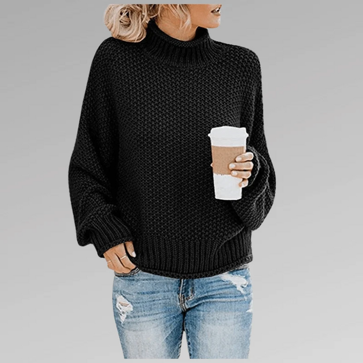 Damen Grobstrickpullover | Warmer Rollkragenpullover mit markanter Strickstruktur für Herbst und Winter