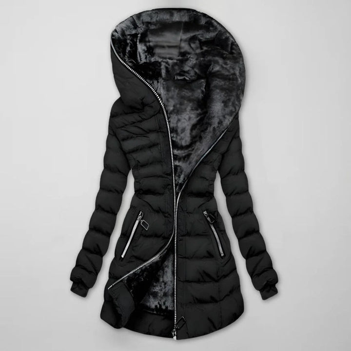 Damen Winterjacke mit Kapuze | Taillierte warme Jacke mit praktischen Taschen und bequemer Passform für Alltag und Freizeit