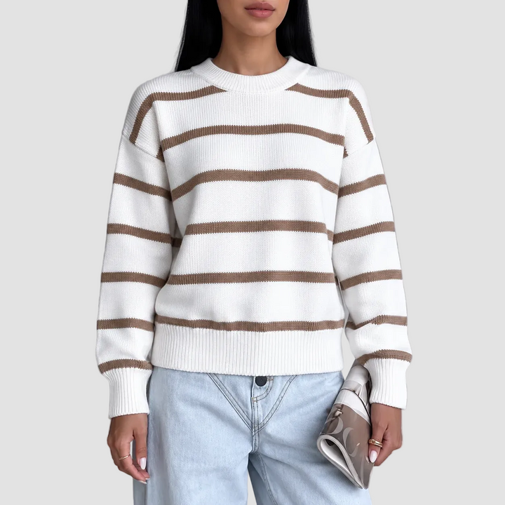 Damen Herbst Strickpullover mit feiner Strickstruktur | Bequemer Pullover im Regular Fit mit geradem Schnitt für Alltag und Büro