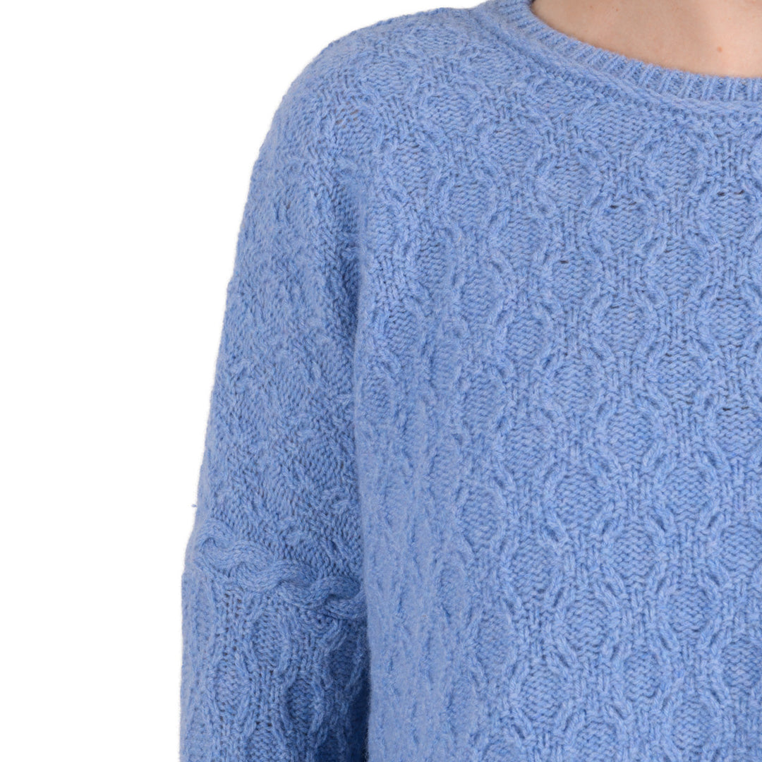 Damen Pullover | Weiter Kurzpullover mit Rundhalsausschnitt und seitlichen Schlitzen