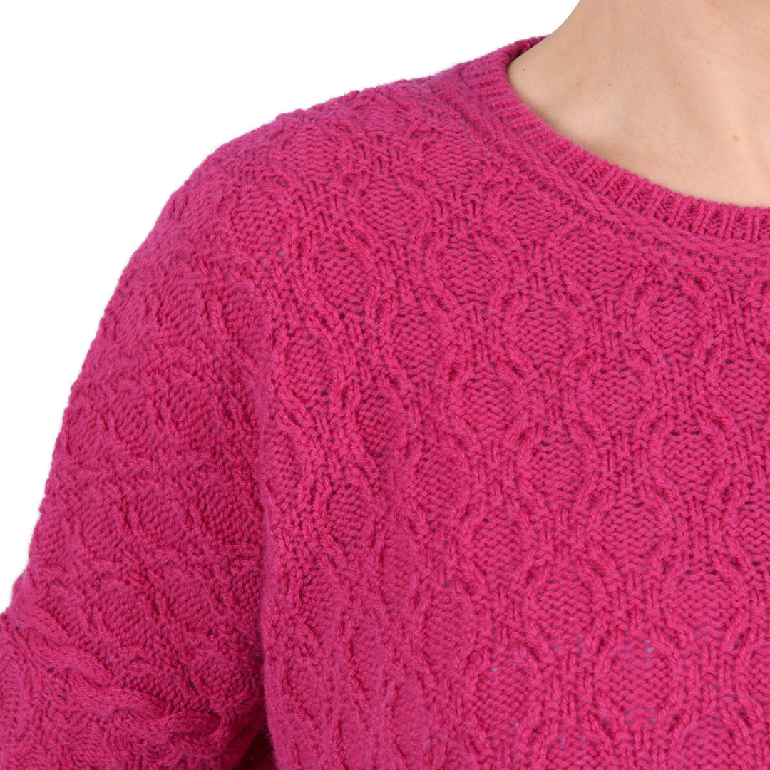 Damen Pullover | Weiter Kurzpullover mit Rundhalsausschnitt und seitlichen Schlitzen