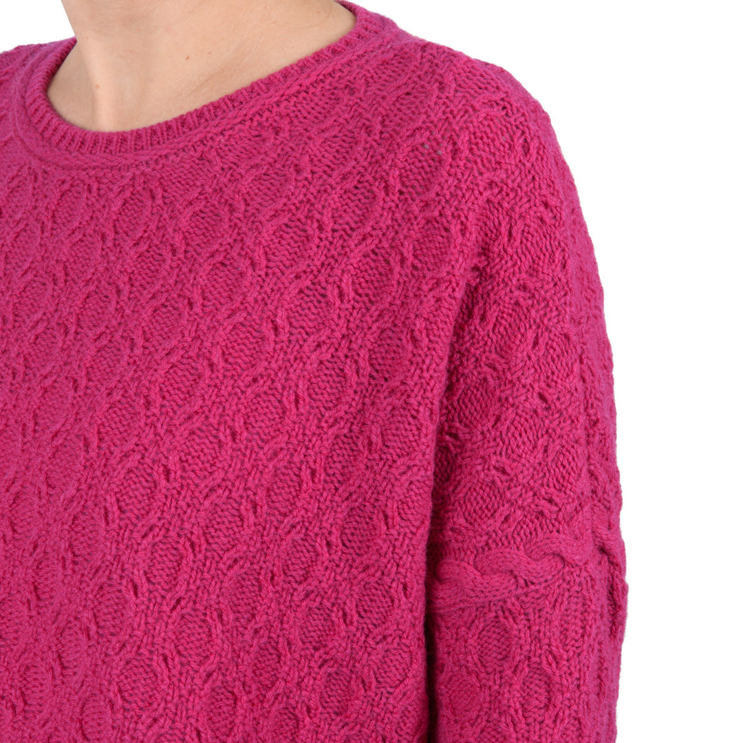 Damen Pullover | Weiter Kurzpullover mit Rundhalsausschnitt und seitlichen Schlitzen