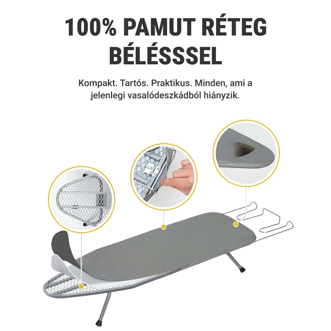 Faltbares Tischbügelbrett 81×30 cm | Kompakt &amp; Reisegeeignet | Mit Metall-Bügeleisenablage &amp; Antirutsch-Füßen