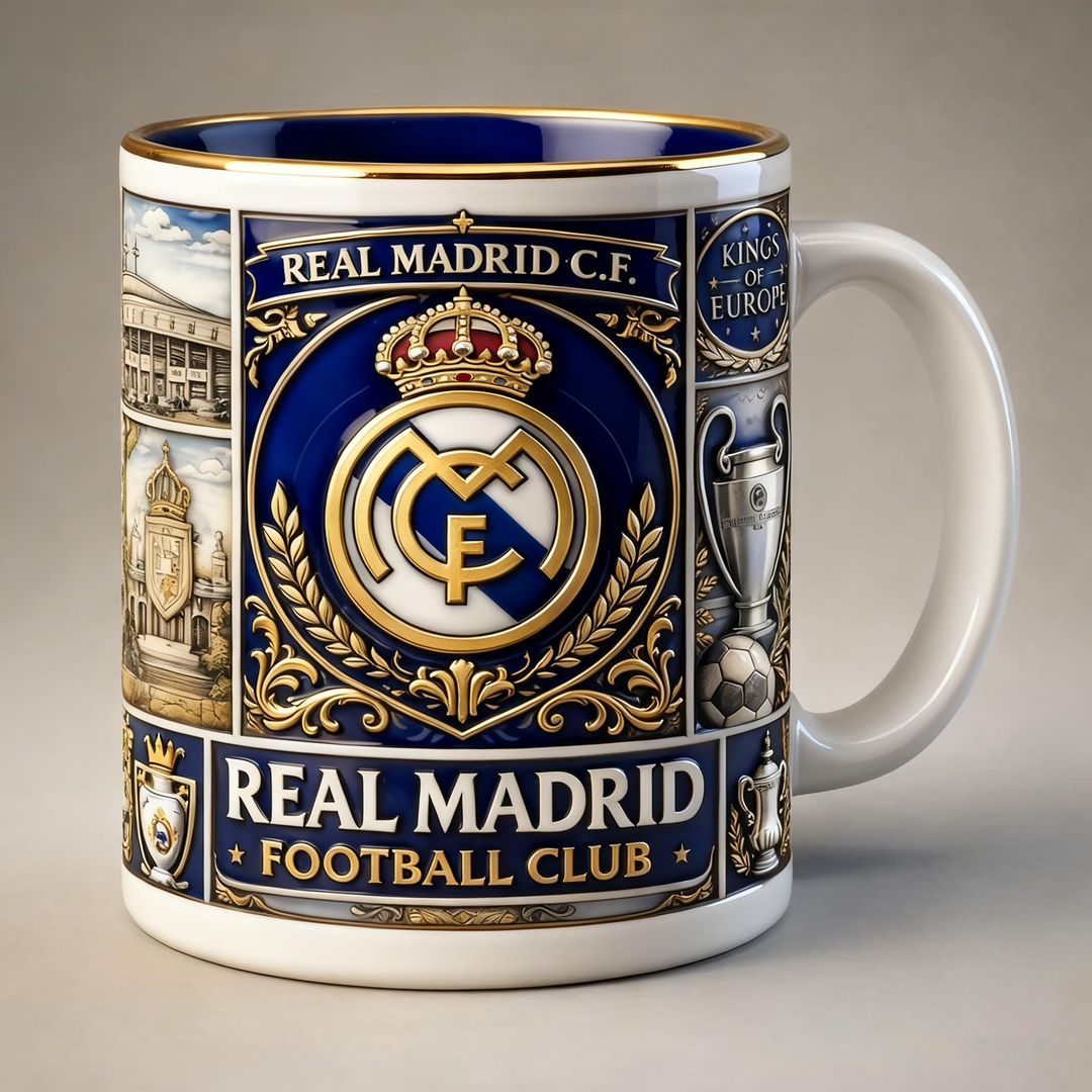 3D Fußball Tasse | 350 ml Keramik-Fanbecher mit Stadion-Relief