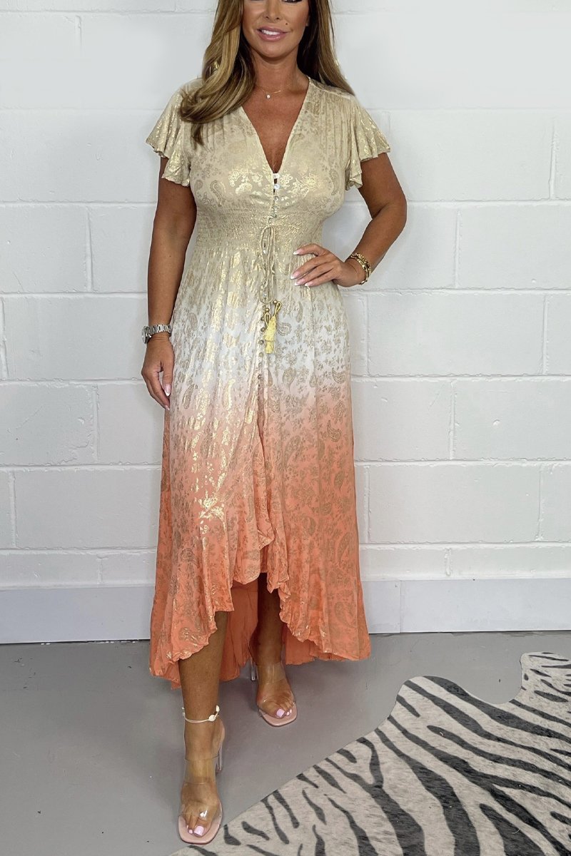 Women’s dress with foil print | Flowing &amp; elegant | Sizes S–5XL | Luxurious material, eye-catching design