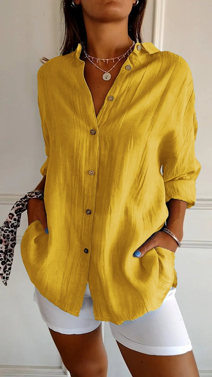 Damen Bluse | Sommerliche Bluse mit lockerer Passform und Knopfleiste