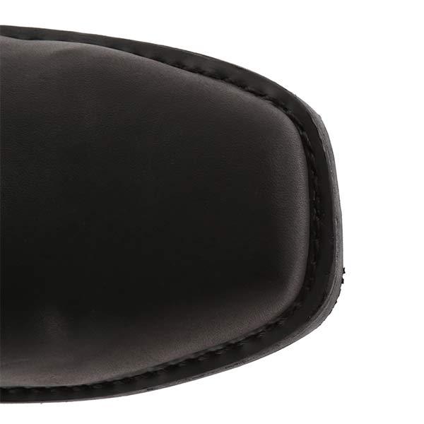 Damen Bikerstiefel aus Vollnarbenleder | Mittelhohe Lederstiefel mit Harness-Riemen, Nieten und rutschfester Gummisohle