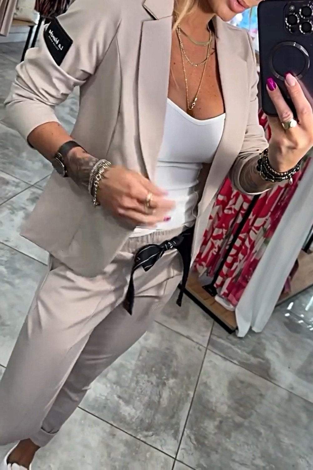 Damen Zweiteiler-Set mit elastischer Hose | Lockeres Oberteil &amp; bequeme Hose | Vielseitiger Alltagslook
