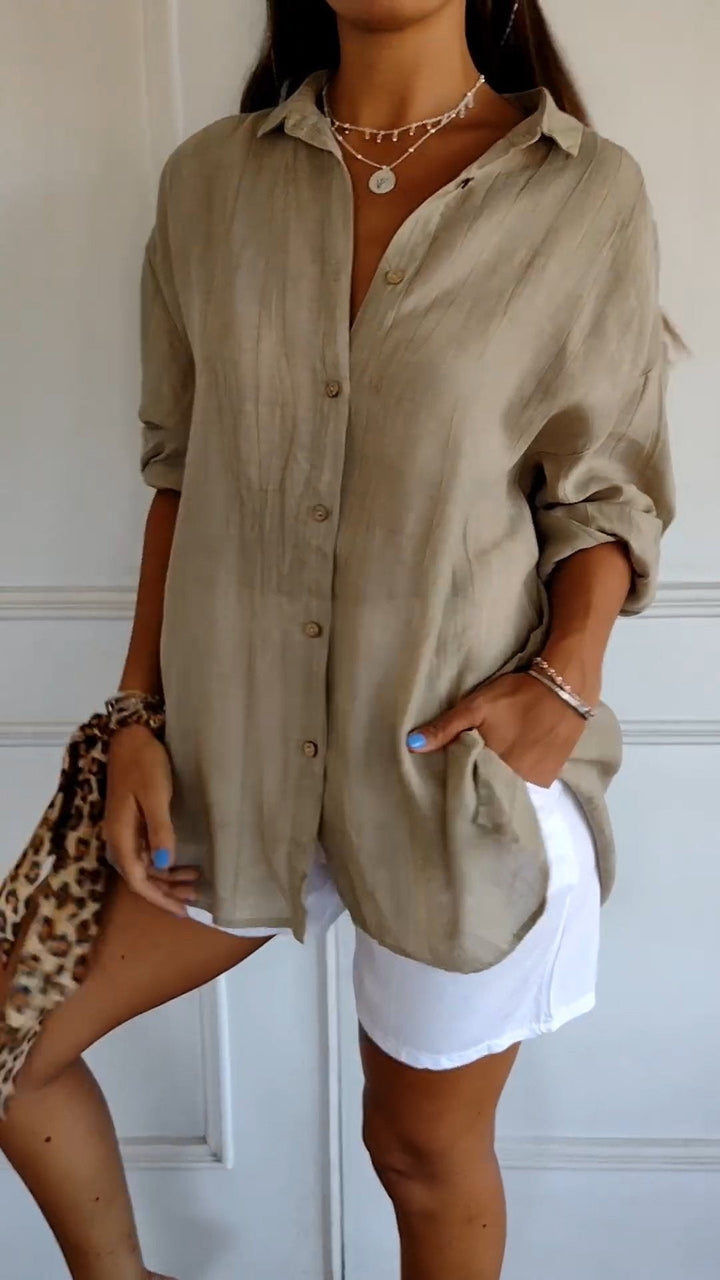 Damen Bluse | Sommerliche Bluse mit lockerer Passform und Knopfleiste