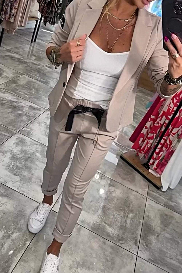 Damen Zweiteiler-Set mit elastischer Hose | Lockeres Oberteil &amp; bequeme Hose | Vielseitiger Alltagslook