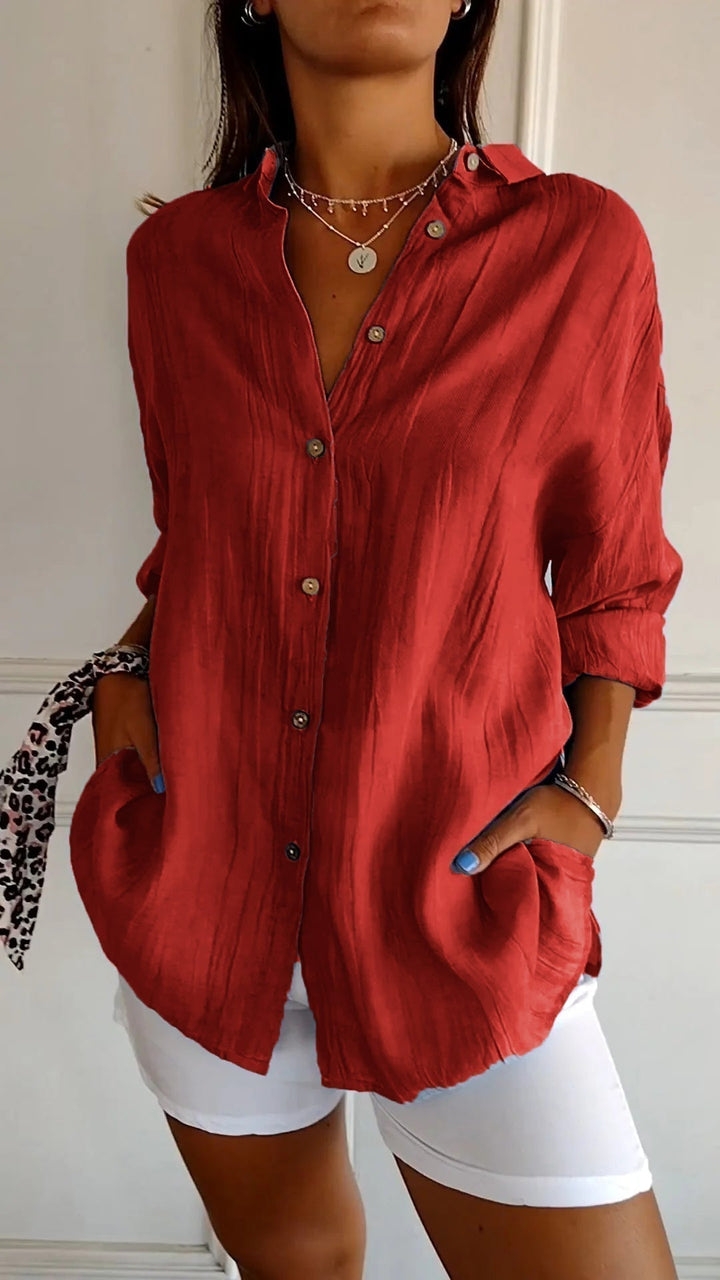 Damen Bluse | Sommerliche Bluse mit lockerer Passform und Knopfleiste