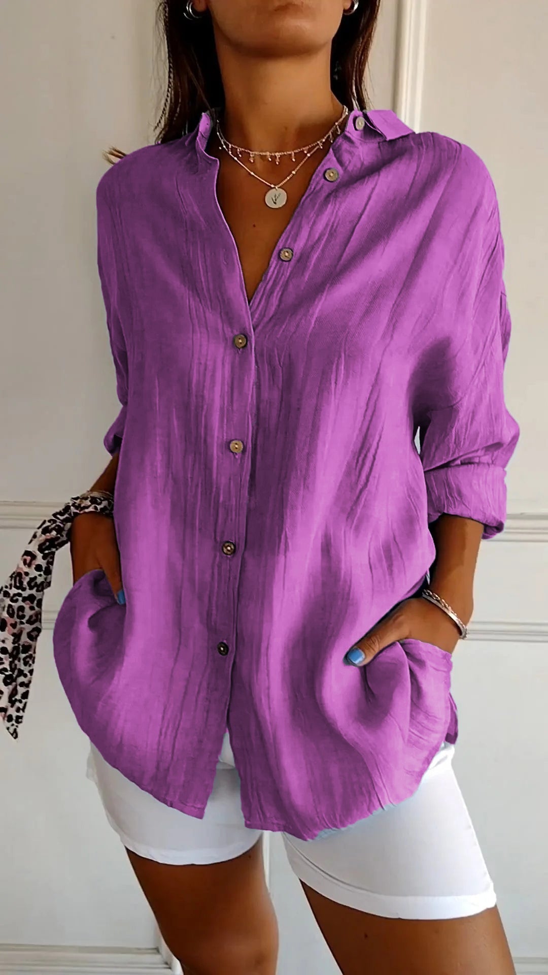 Damen Bluse | Sommerliche Bluse mit lockerer Passform und Knopfleiste