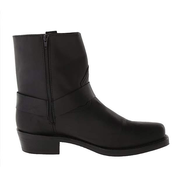 Damen Bikerstiefel aus Vollnarbenleder | Mittelhohe Lederstiefel mit Harness-Riemen, Nieten und rutschfester Gummisohle