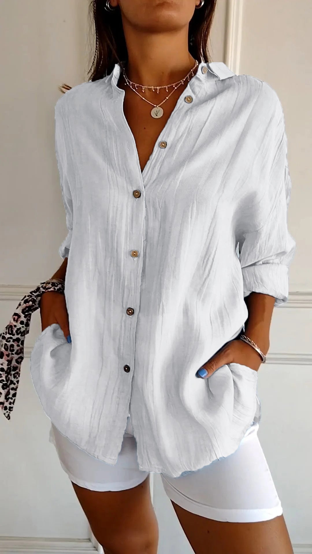 Damen Bluse | Sommerliche Bluse mit lockerer Passform und Knopfleiste
