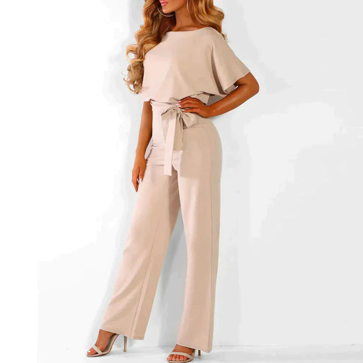 Damen Jumpsuit mit weitem Bein &amp; taillierter Passform | Kurzärmlig mit ausgestelltem Ärmel | Elegant &amp; bequem für Sommer-Events | S–3XL