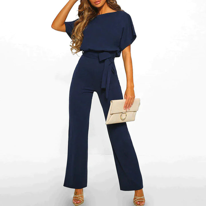 Damen Jumpsuit mit weitem Bein &amp; taillierter Passform | Kurzärmlig mit ausgestelltem Ärmel | Elegant &amp; bequem für Sommer-Events | S–3XL