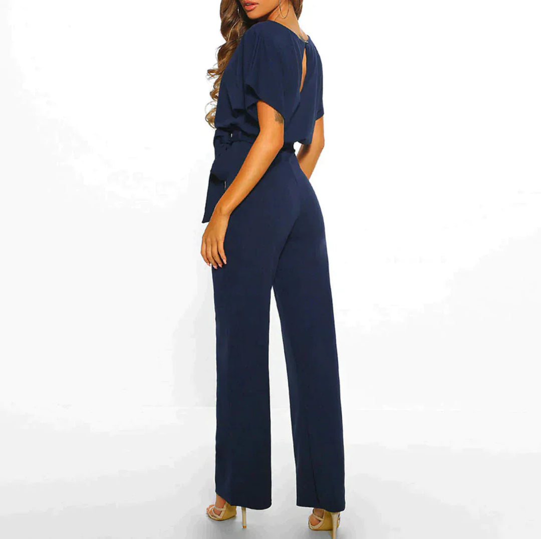 Damen Jumpsuit mit weitem Bein &amp; taillierter Passform | Kurzärmlig mit ausgestelltem Ärmel | Elegant &amp; bequem für Sommer-Events | S–3XL