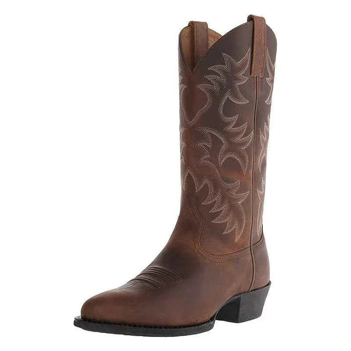 Damen Cowboystiefel im Western-Stil | Klassische Westernboots mit stabilem Absatz, hohem Schaft und dezenten Ziernähten