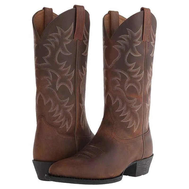 Damen Cowboystiefel im Western-Stil | Klassische Westernboots mit stabilem Absatz, hohem Schaft und dezenten Ziernähten