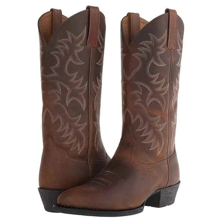 Damen Cowboystiefel im Western-Stil | Klassische Westernboots mit stabilem Absatz, hohem Schaft und dezenten Ziernähten