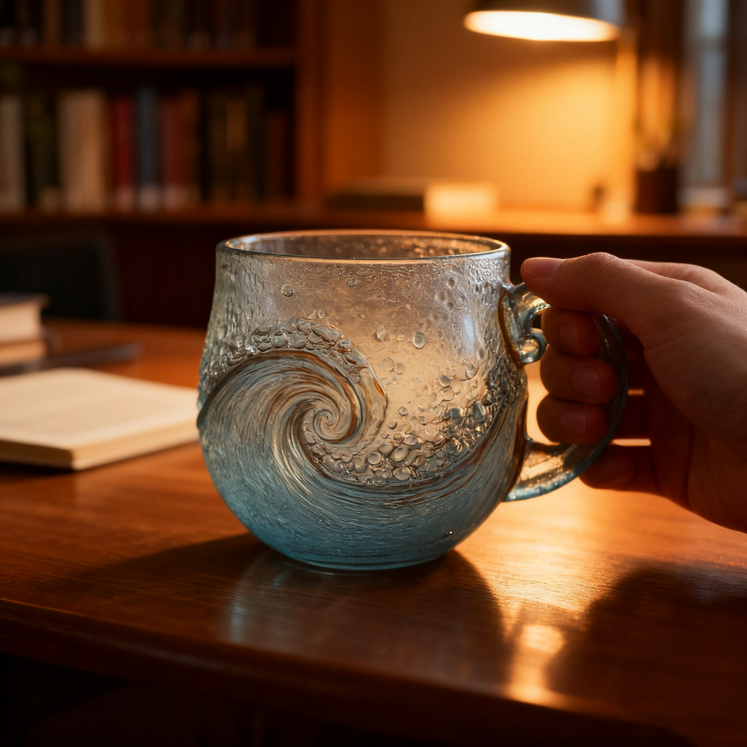 OceanWhirl – Handmade glass cup