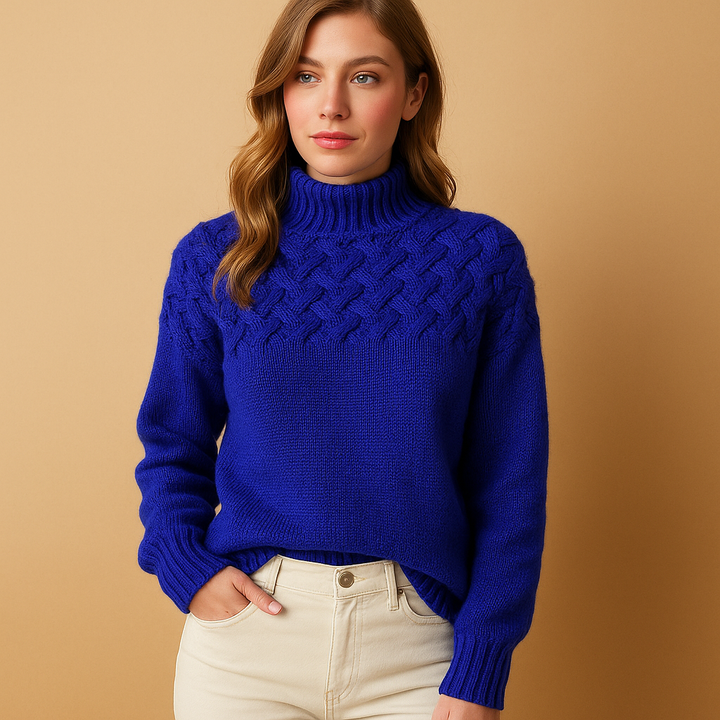 Damen Rollkragenpullover mit weicher Stricktextur | Verlängerter Schnitt und hohe Kragenform für Alltag, Büro und kalte Tage
