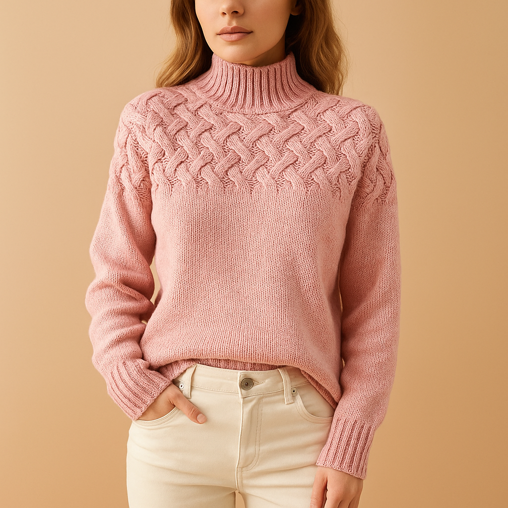Damen Rollkragenpullover mit weicher Stricktextur | Verlängerter Schnitt und hohe Kragenform für Alltag, Büro und kalte Tage
