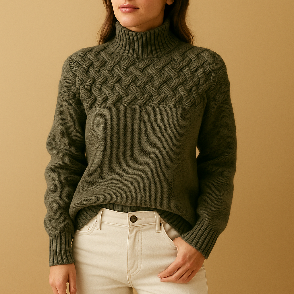 Damen Rollkragenpullover mit weicher Stricktextur | Verlängerter Schnitt und hohe Kragenform für Alltag, Büro und kalte Tage