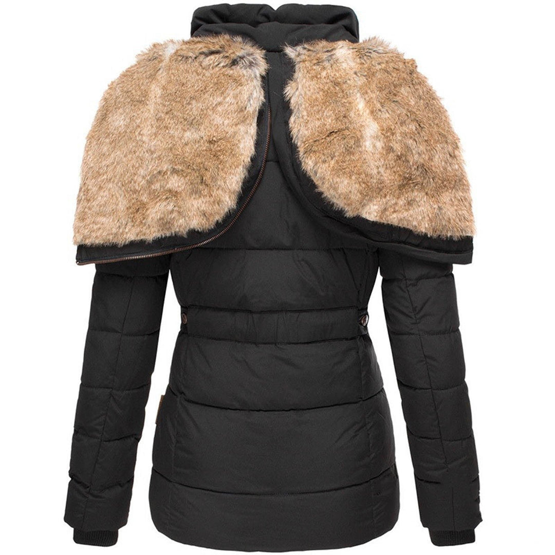 Damen Winterjacke mit warmem Futter | Wind- und wasserabweisend | Verstellbare Kapuze mit Fellbesatz und Taschen